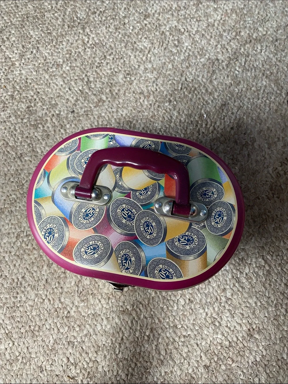 J & P Coats Decorative Thread Tin Storage Case - Pink Accent